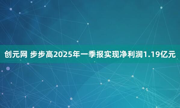 创元网 步步高2025年一季报实现净利润1.19亿元