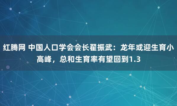 红腾网 中国人口学会会长翟振武：龙年或迎生育小高峰，总和生育率有望回到1.3