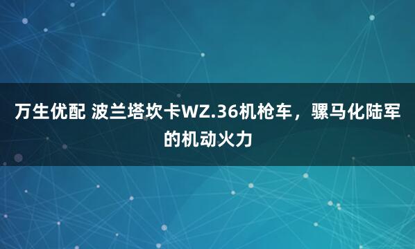 万生优配 波兰塔坎卡WZ.36机枪车，骡马化陆军的机动火力